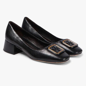 TORY BURCH Georgia Pump Black Leather Gold 6